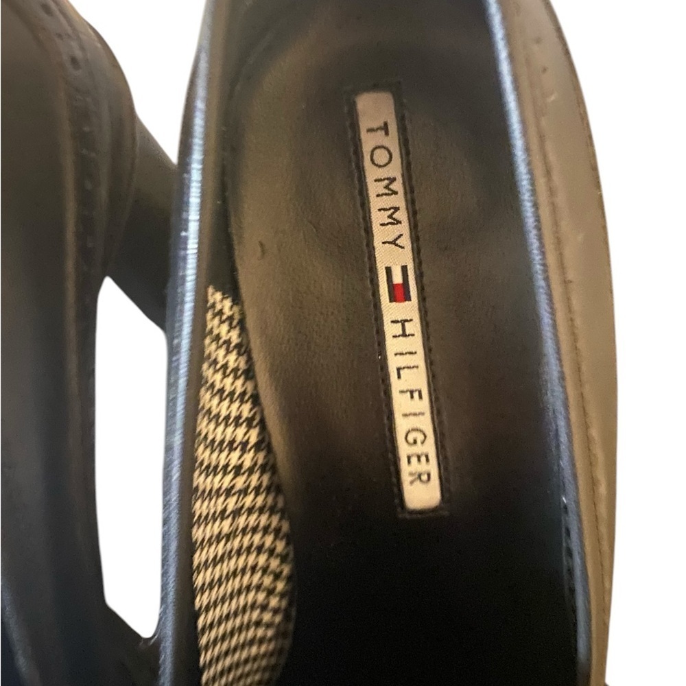NWT Vintage Tommy Hilfiger Black Leather Chunky Heel Womens Platform Shoes 9.5 - Picture 5 of 9
